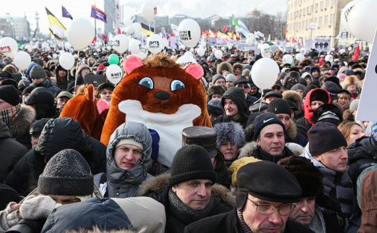Во время митинга оппозиции &laquo;За честные выборы&raquo; на&nbsp;Болотной площади, 2012 год



