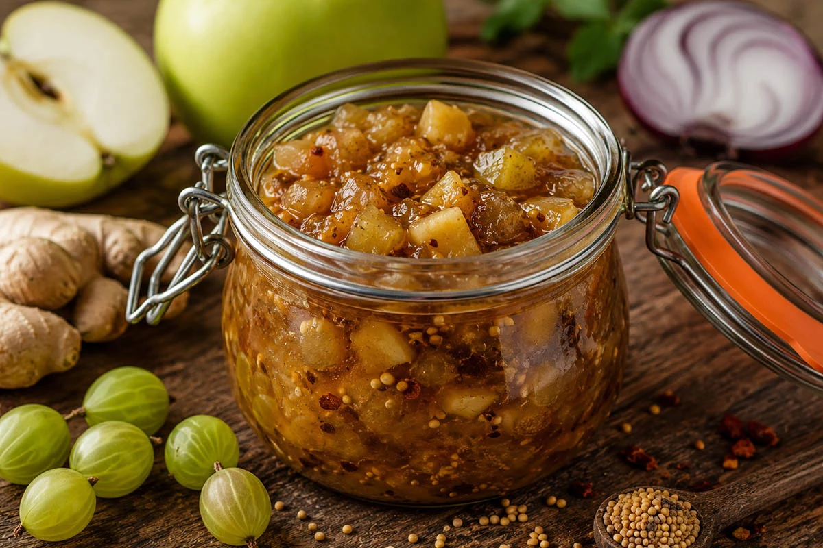 Чатни из крыжовника с яблоком и имбирем