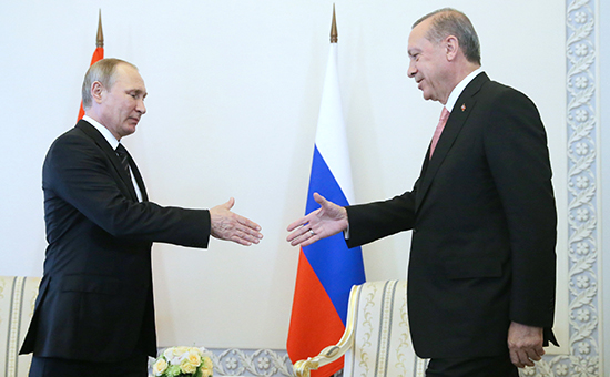 Встреча президента России Владимира Путина с&nbsp;президентом Турции Реджепом Эрдоганом в&nbsp;Санкт-Петербурге
