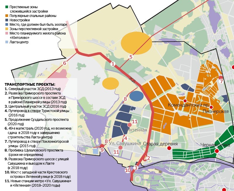 В Приморском районе Петербурга построят десять новых магистралей