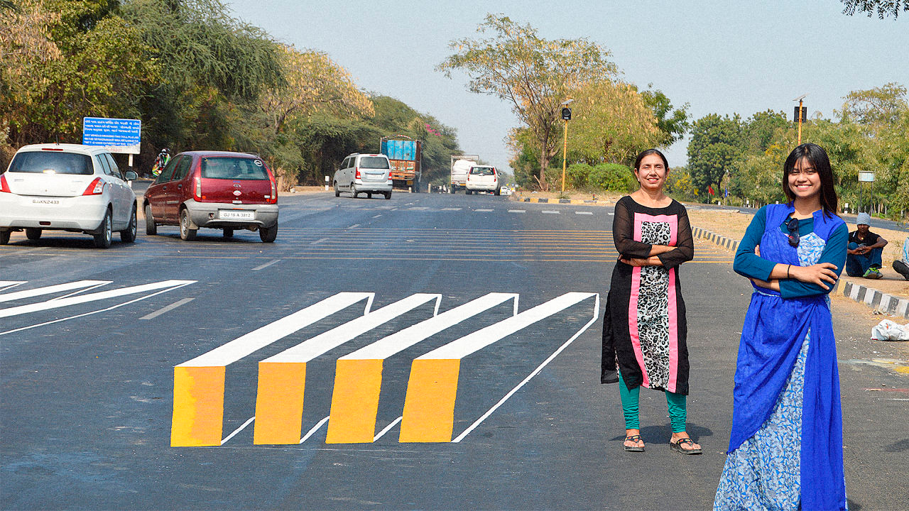 Индусы придумали 3D-разметку пешеходных переходов