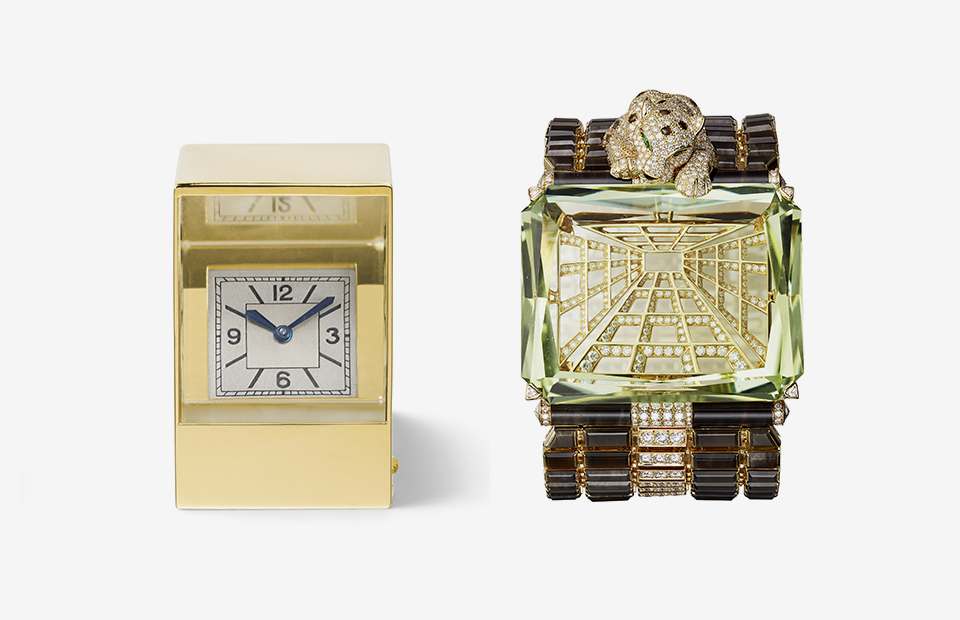 Миниатюрные часы с призмой, Cartier Paris, 1937; браслет, Cartier, 2017