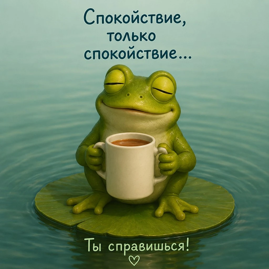 Прикольная открытка для поднятия настроения с лягушкой
