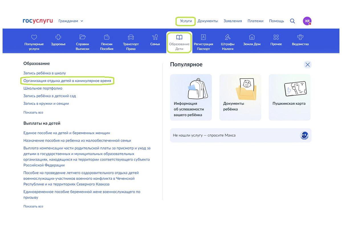 Как подать заявление на путевку в детский лагерь через «Госуслуги»