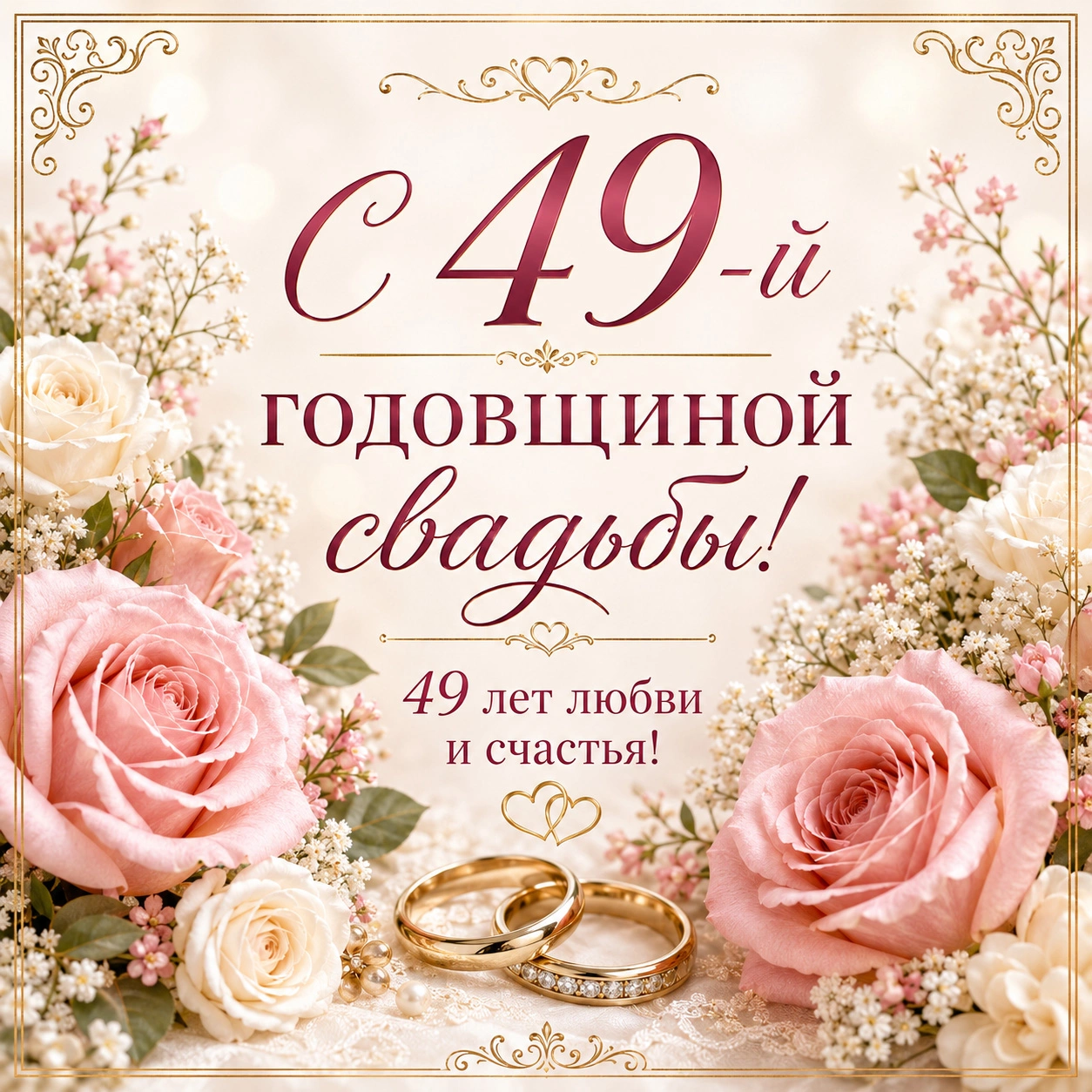 Красивая открытка с 49-й годовщиной свадьбы