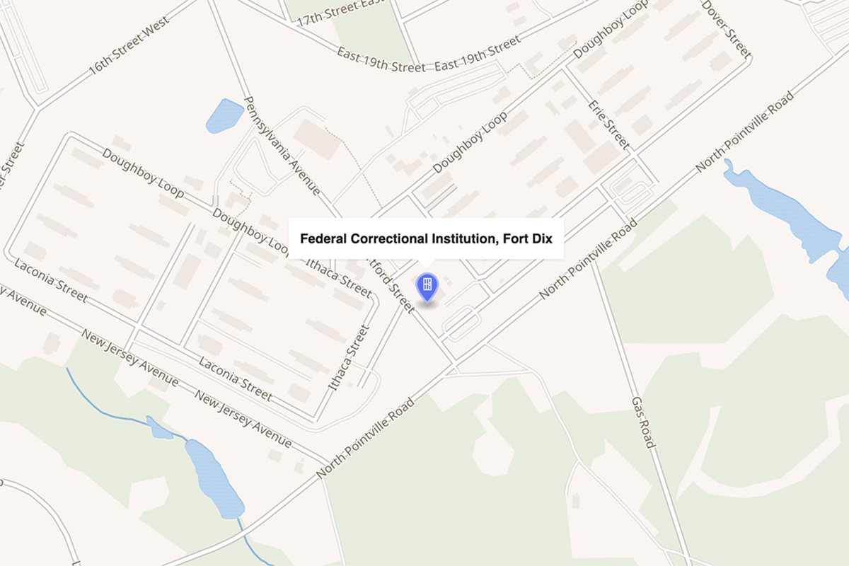 Федеральная тюрьма «Форт-Дикс» на карте