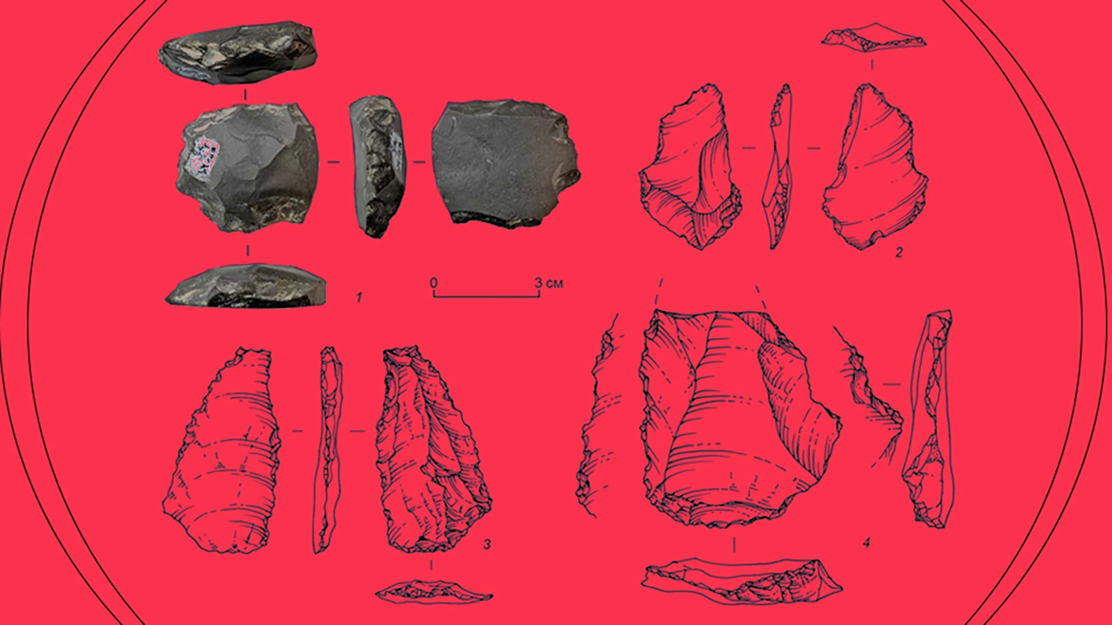 <p>Каменные артефакты, найденные в Козьей пещере</p>