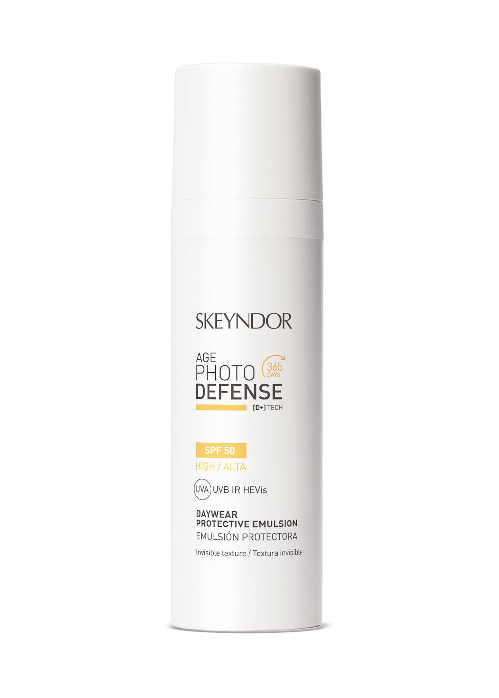 Дневная защитная эмульсия SPF 50, Age photo defense 365, Skeyndor, 9368 руб. (skeyndor.ru)