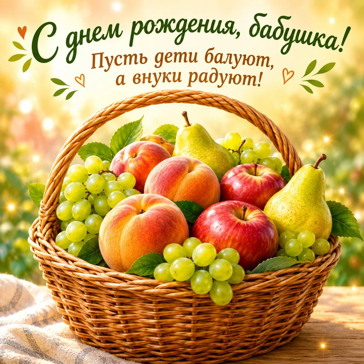 Открытка с днем рождения бабушке с пожеланиями от внуков