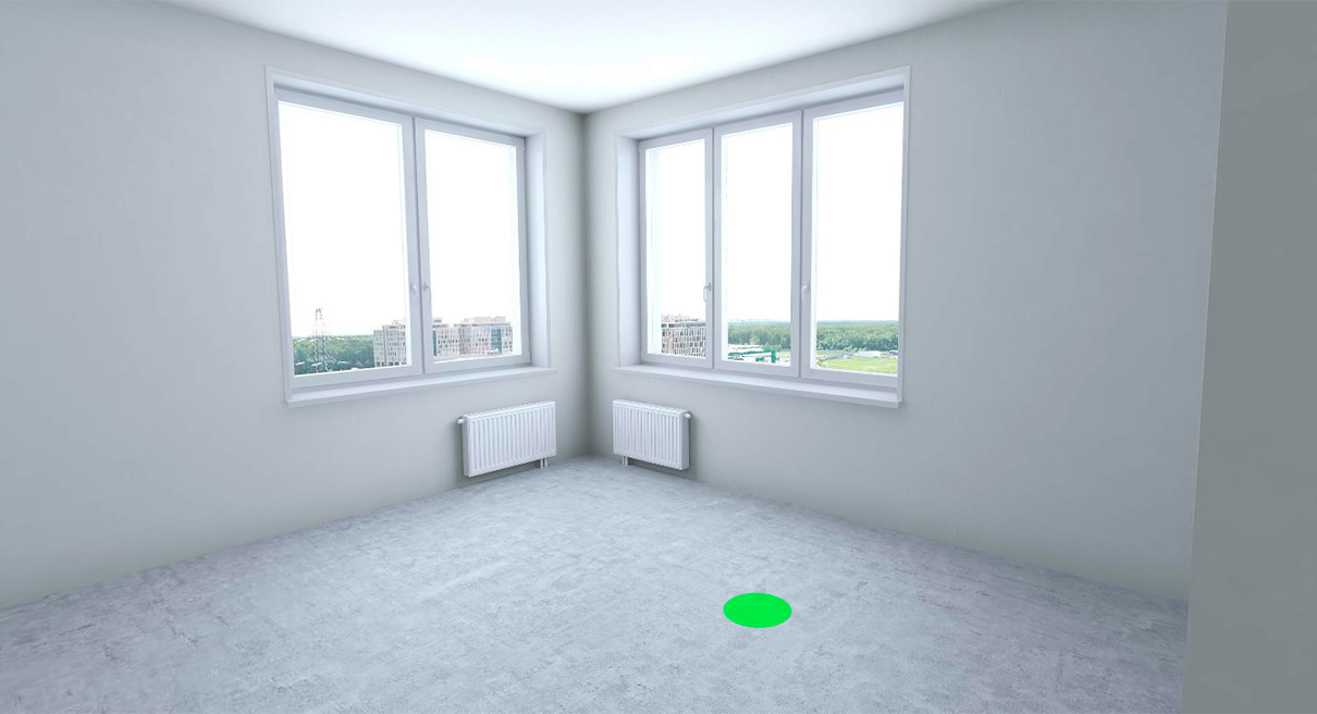 В режиме мультитура можно посмотреть на квартиру до и после отделки&nbsp;&mdash; сначала в бетоне, а потом в готовом виде