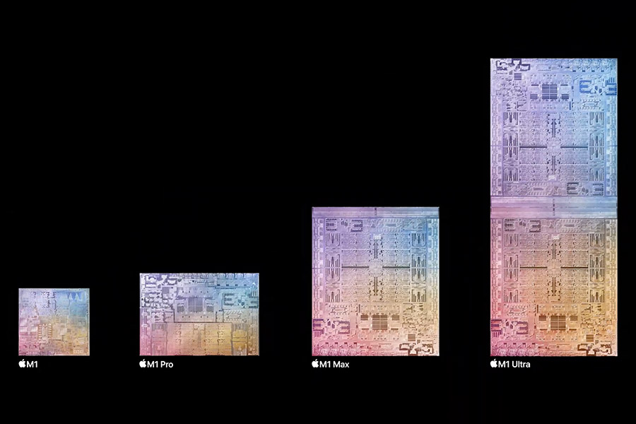 Чип M1 Ultra в сравнении с предыдущими поколениями чипов Apple