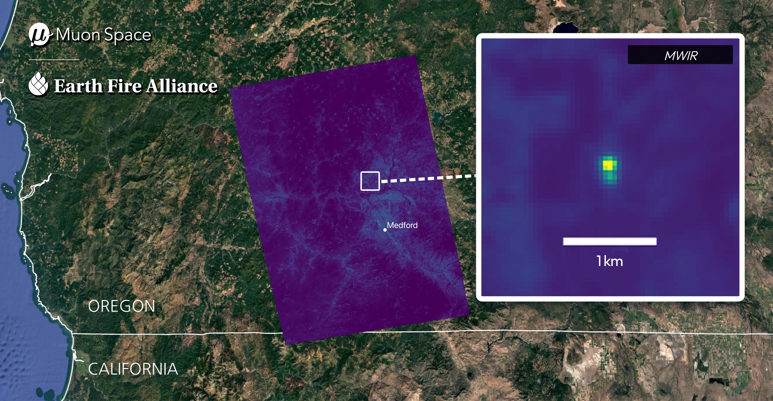Небольшой придорожный пожар, обнаруженный с помощью FireSat
