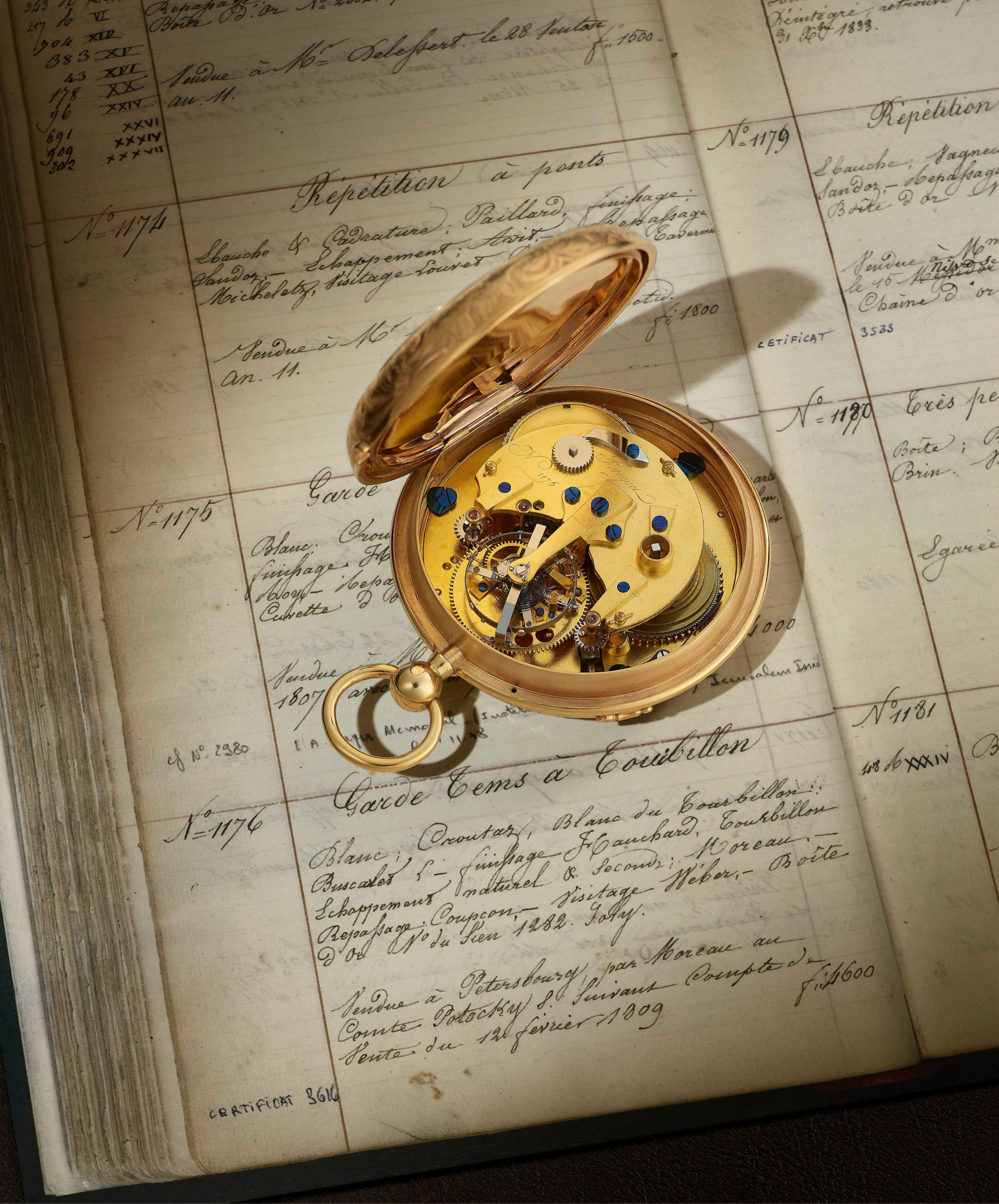 Карманные часы с турбийоном 1176, Breguet, 1802-1809 годы (в открытом виде)