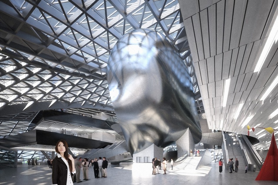 Источником вдохновения для&nbsp;Coop Himmelb(l)au стал дельфин. На сайте компании показано, как&nbsp;архитекторы переосмыслили форму дельфиньего туловища, воплотив ее в&nbsp;здании музея современного искусства

