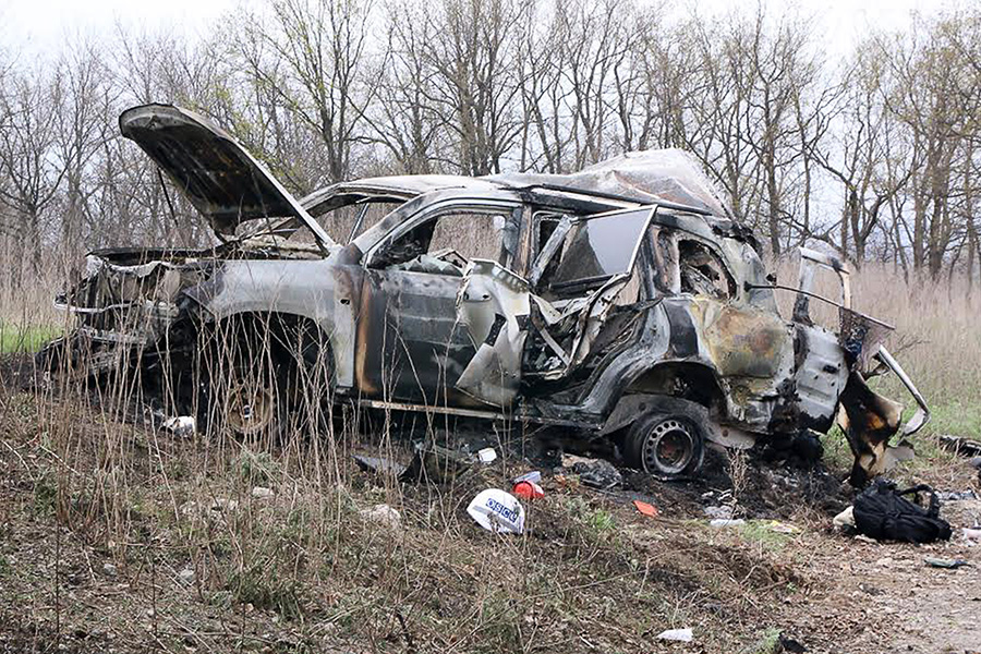 Автомобиль, при подрыве которого погиб Сотрудник специальной мониторинговой миссии ОБСЕ


