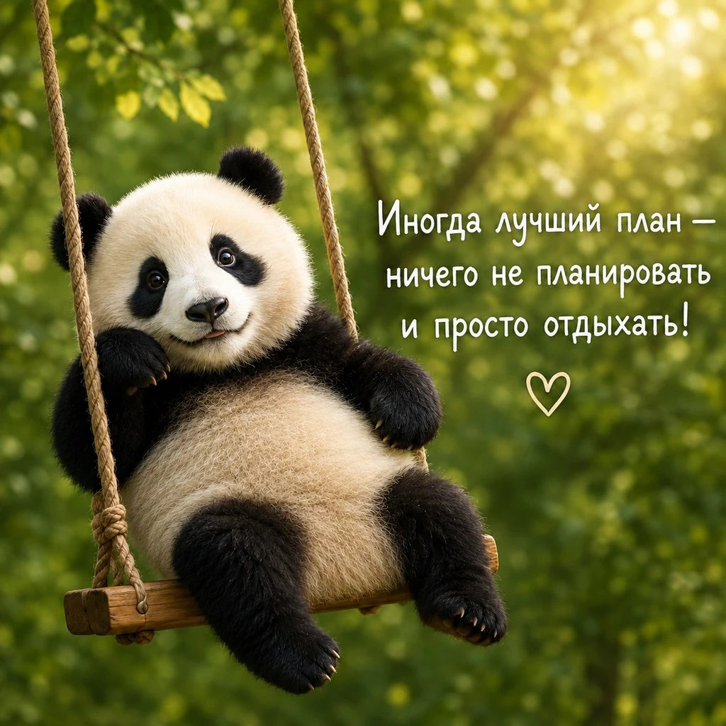 Милая открытка для поднятия настроения с пандой