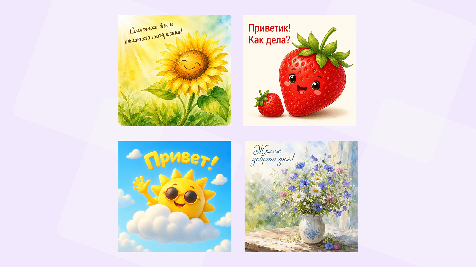 40+ прикольных открыток с приветом и пожеланиями