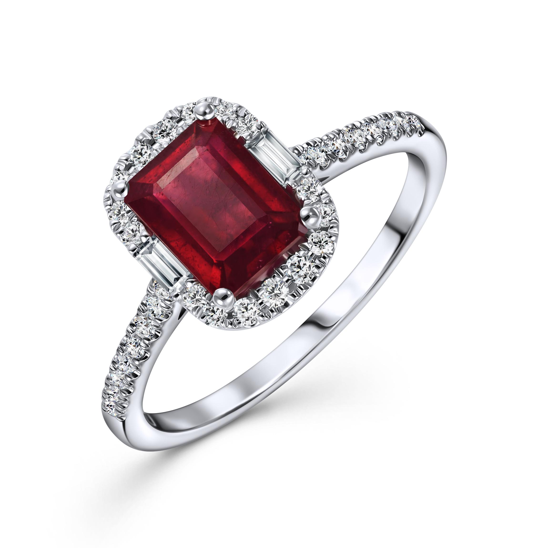 Кольцо с бриллиантами и облагороженным рубином, Empire, MIUZ Diamonds