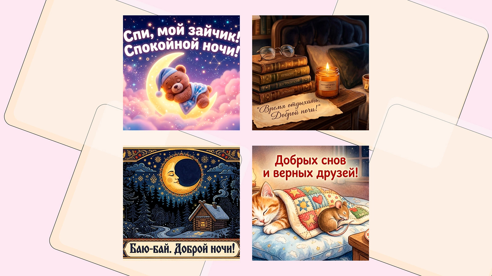 Открытки «Спокойной ночи!» для родных и любимых: 25 уютных картинок