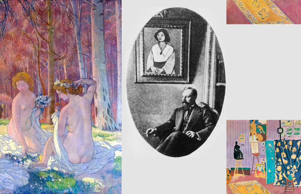 Сергей Щукин на фоне картины Анри Матисса &laquo;Женщина в зеленом&raquo;