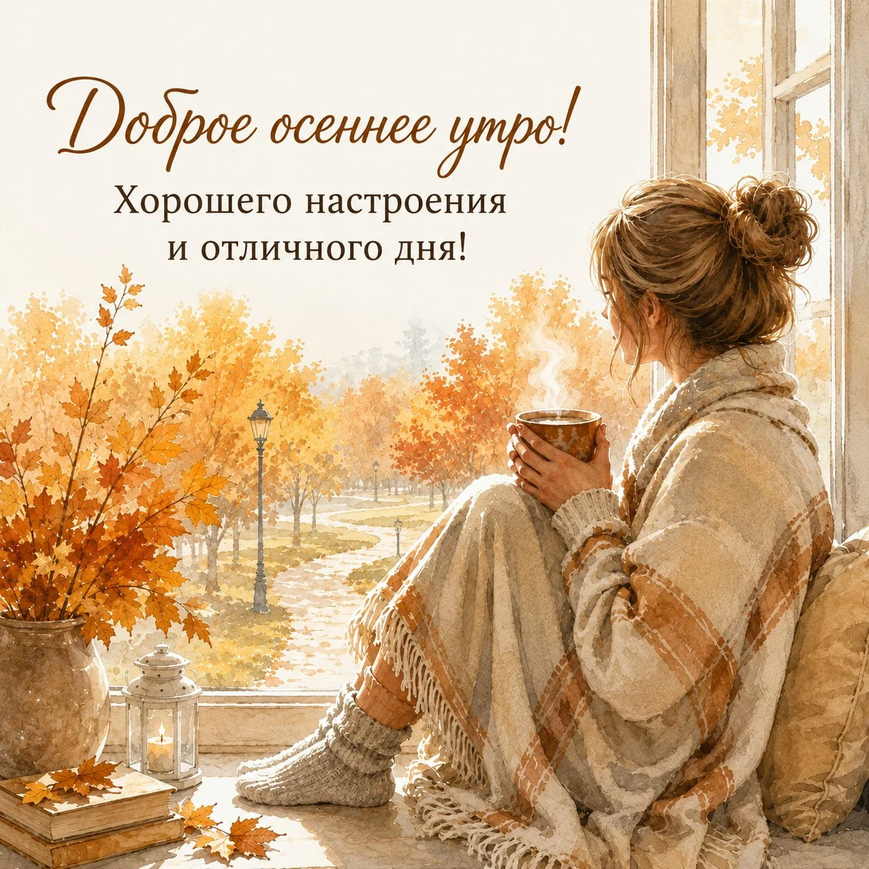 Уютная открытка с добрым осенним утром