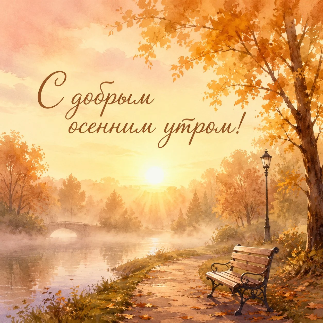 Красивая открытка с добрым осенним утром