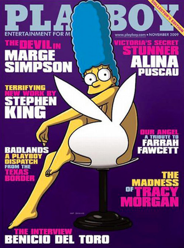 В 2009 году в&nbsp;честь 20-летия мультсериала &laquo;Симпсоны&raquo;, названного журналом Time лучшим сериалом ХХ века, на&nbsp;обложке появилась Мардж Симпсон. Мать культового мультсемейства была изображена на&nbsp;стуле с&nbsp;фирменным кроликом Playboy.
