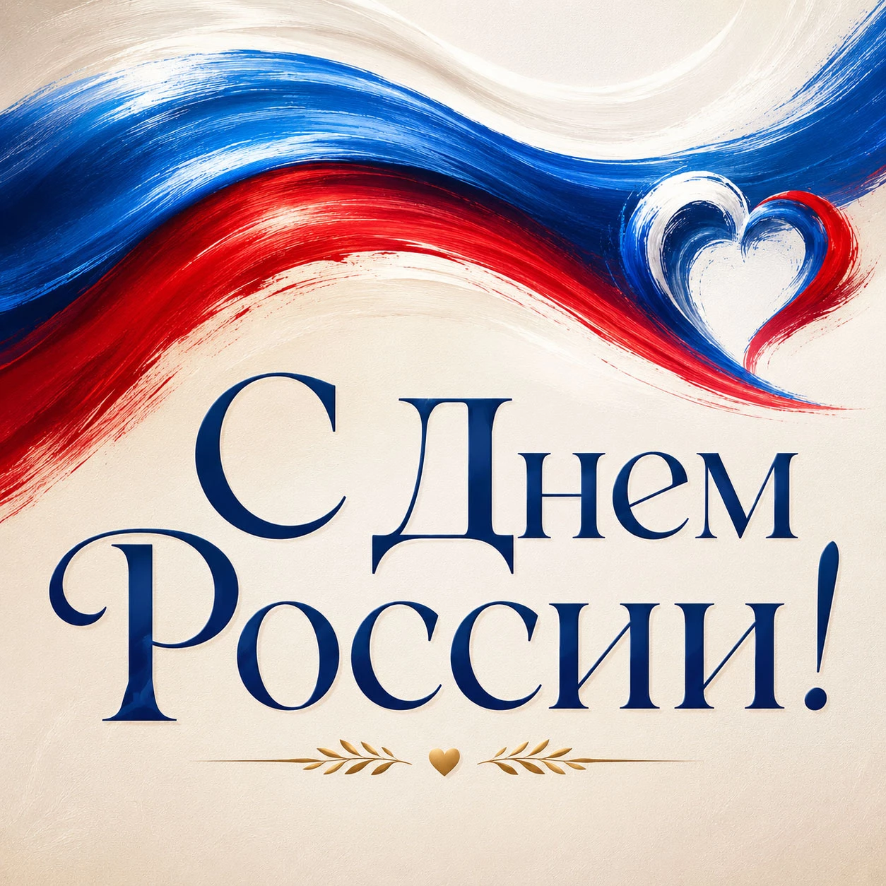 Открытка с триколором и надписью «С Днем России!»