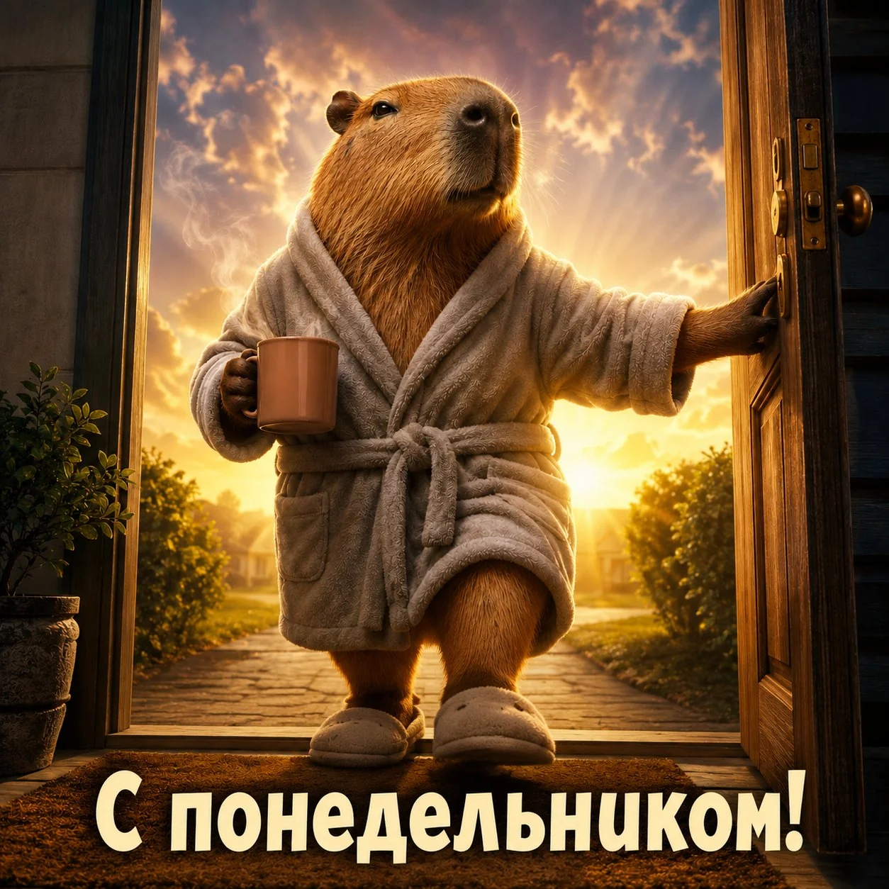 Смешная открытка с капибарой