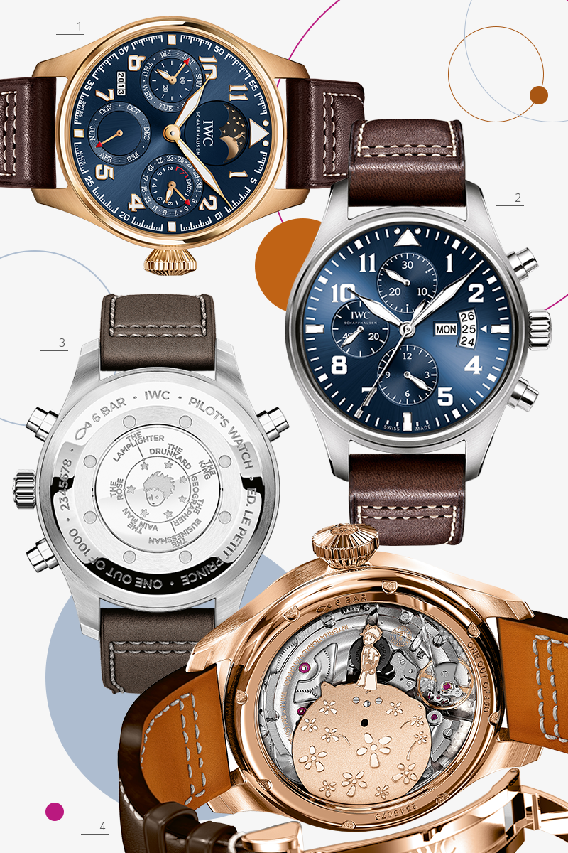 1 | Big Pilot&rsquo;s Watch Perpetual Calendar (2013 г.)

2 | Pilot&#39;s Watch Chronograph (2014 г.)

3 | Pilot&rsquo;s Watch Double Chronograph (2015 г.)

4 | Big Pilot&#39;s Watch Annual Calendar (2016 г.)
