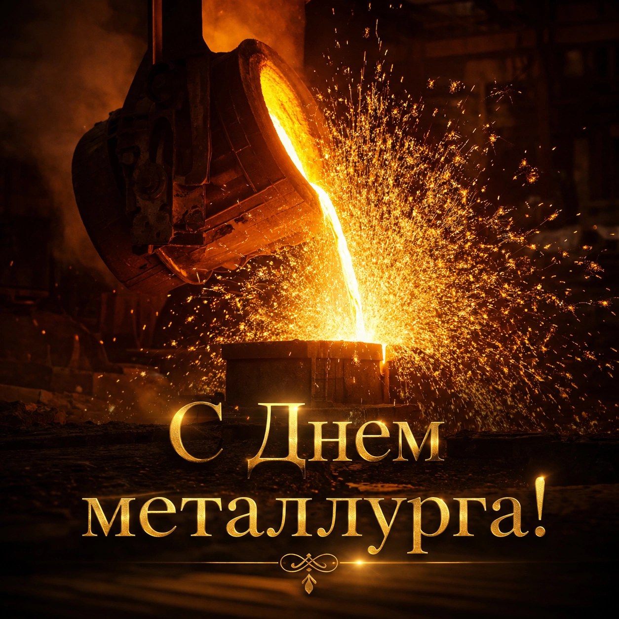Красивая открытка ко Дню металлурга
