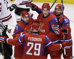 Российские хоккеисты "расстреляли" латвийского голкипера