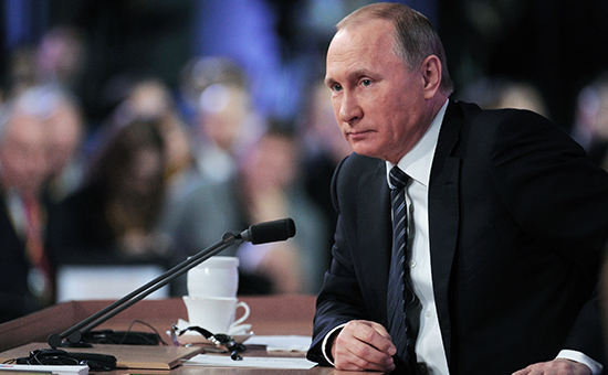 Президент России Владимир Путин на большой ежегодной пресс-конференции