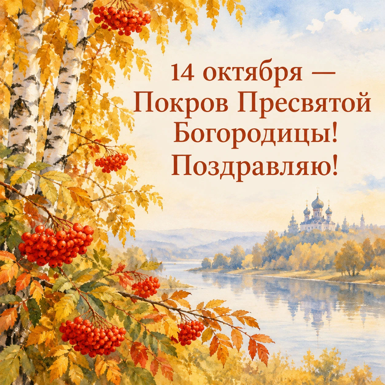 Открытка с поздравлением с Покровом Пресвятой Богородицы