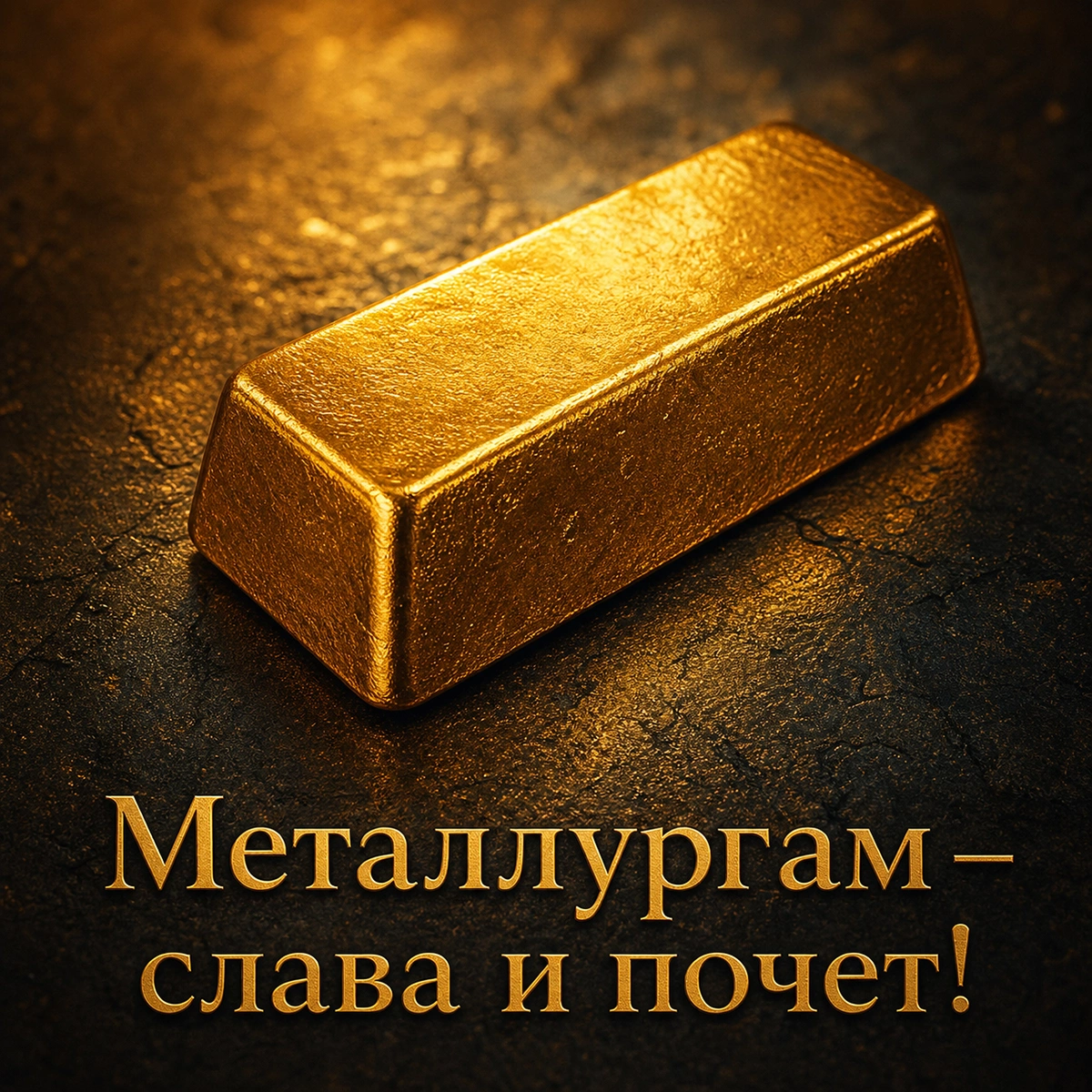Открытка ко Дню металлурга с надписью «Металлургам — слава и почет!»