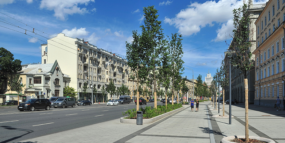 Садовая-Кудринская улица после благоустройства в 2017 году