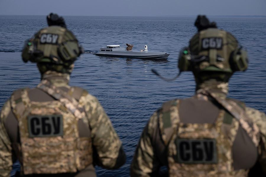 Беспилотник Sea Baby во время презентации СБУ, Украина, март 2024 года