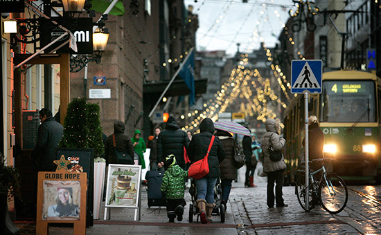 Вид на одну из улиц в&nbsp;Хельсинки, Финляндия


