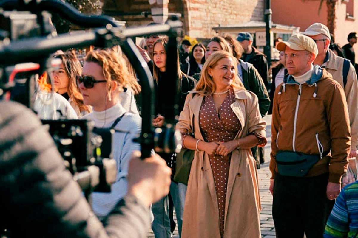 Ирина Пегова и Тимофей Трибунцев на съемках фильма «Человек-пароход»