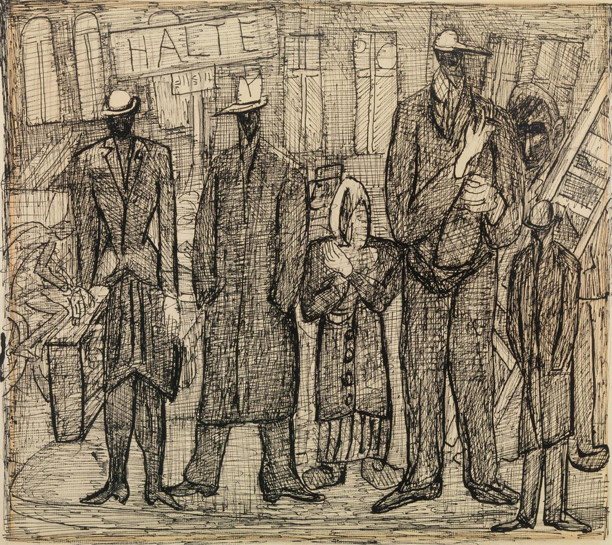 Макс Бекман, «Трамвайная остановка», 1945