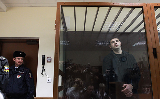 Водитель Амирана Георгадзе, подозреваемого в убийстве четырех человек, Шота Элизбарашвили на заседании Бабушкинского суда Москвы, где рассматривается ходатайство следствия о&nbsp;его аресте

