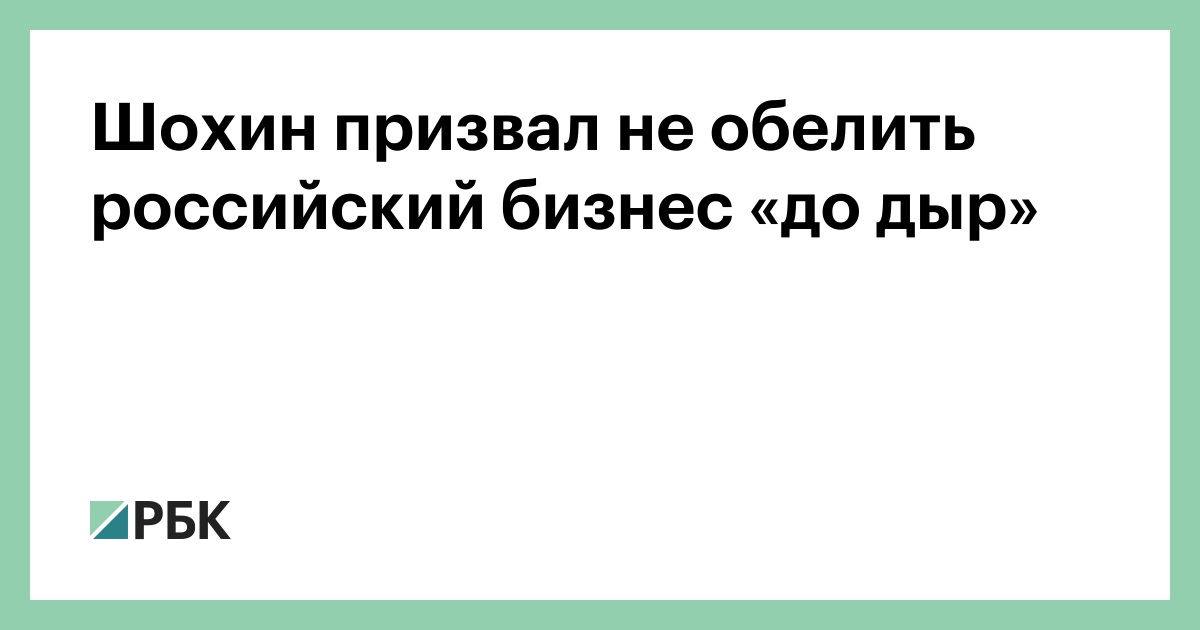 Шохин призвал не обелить российский бизнес «до дыр»