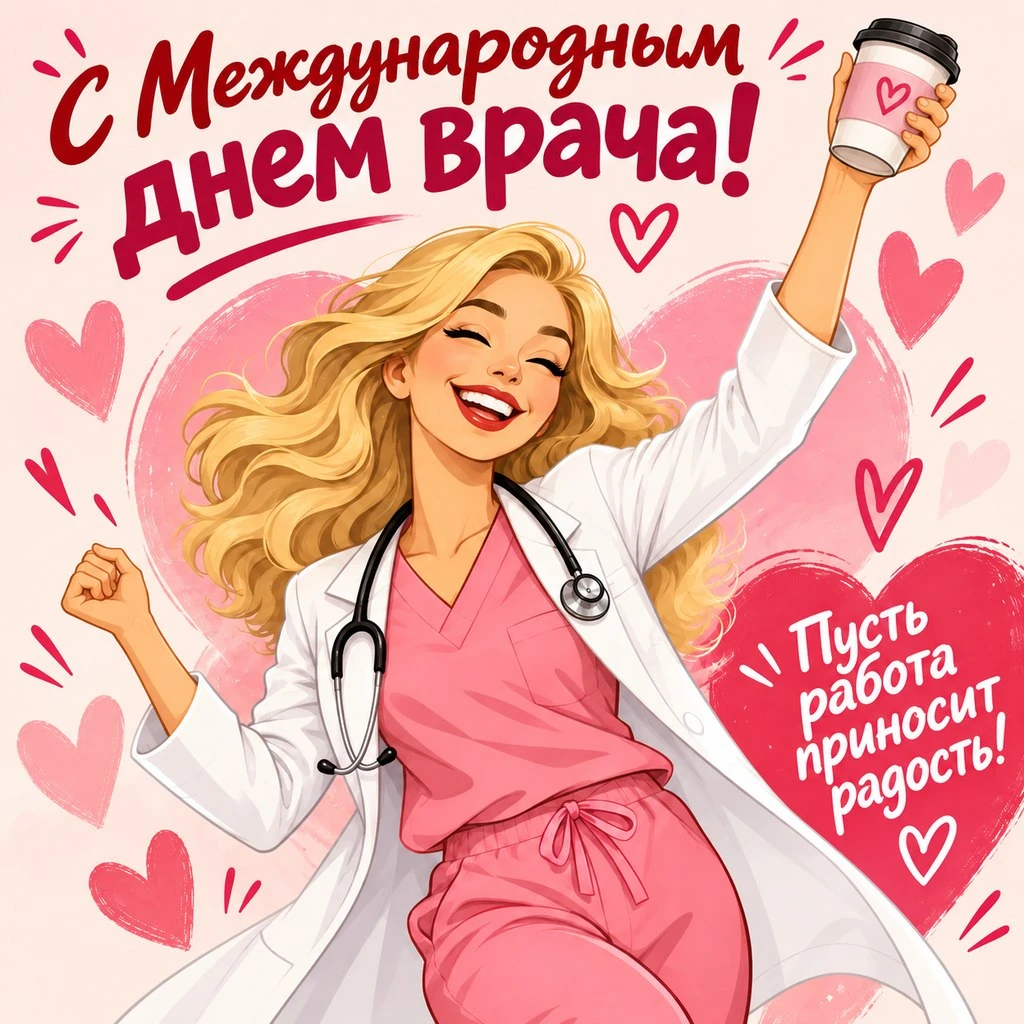 Забавная открытка к Международному дню врача женщине