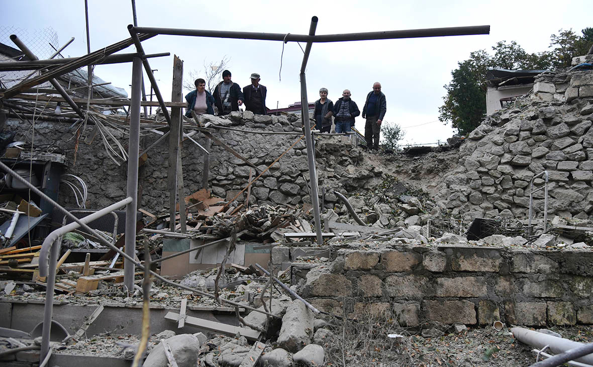 Разрушения&nbsp;после обстрела в&nbsp;Нагорном Карабахе
