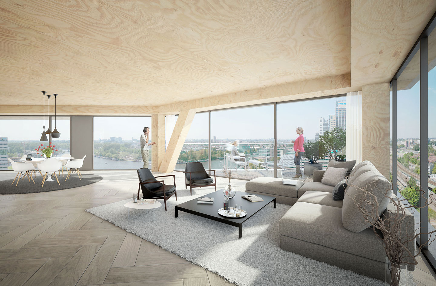 Среди 55 квартир в деревянном небоскребе будут объекты с видом на реку Амстел
