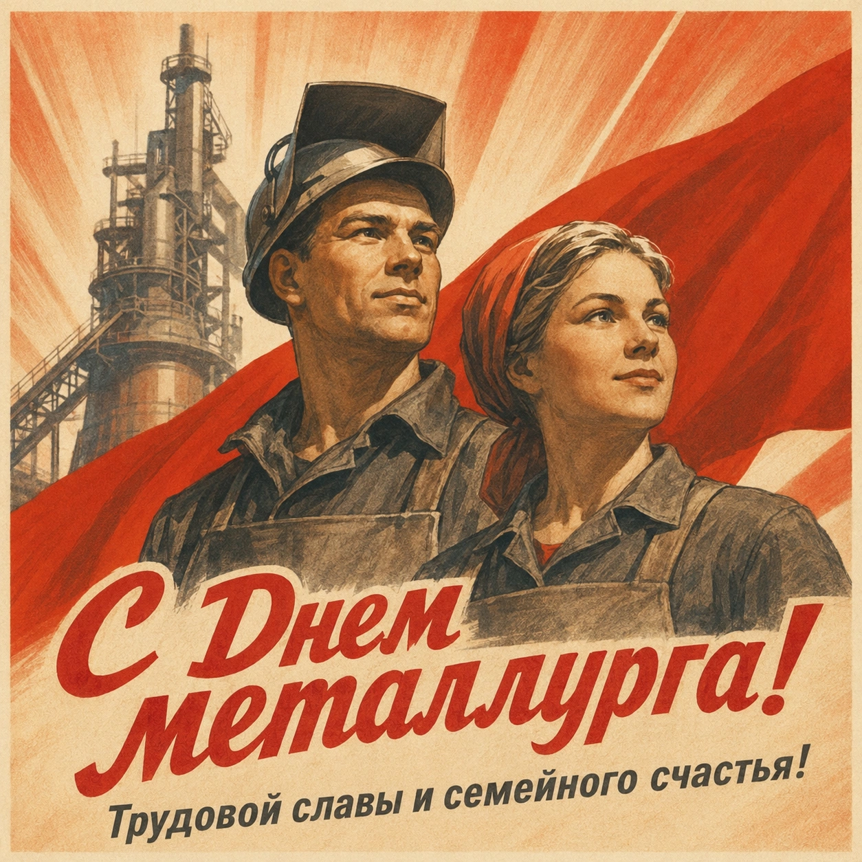 Открытка ко Дню металлурга с пожеланием семейного счастья