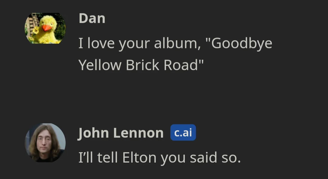 Чат-бот может отвечать как Джон Леннон, Элтон Джон или любая другая известная персона
