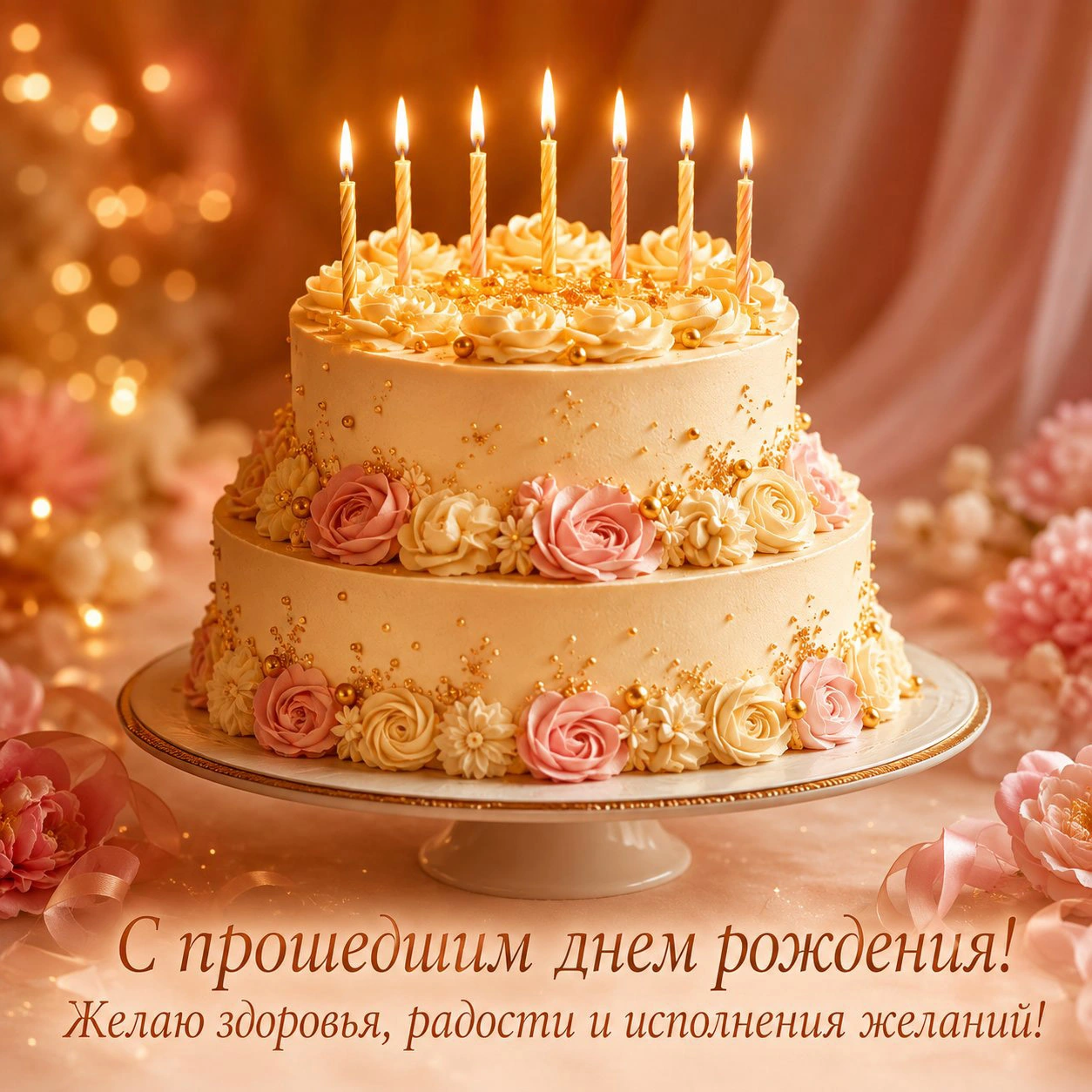 Открытка с прошедшим днем рождения женщине