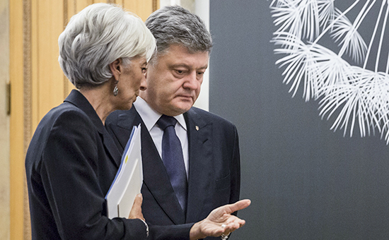 Директор-распорядитель Международного валютного фонда Кристин Лагард и&nbsp;президент Украины Петр Порошенко, сентябрь 2015 года