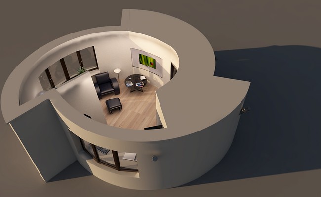 Визуализация дома, который&nbsp;должны распечатать на&nbsp;3D-принтере